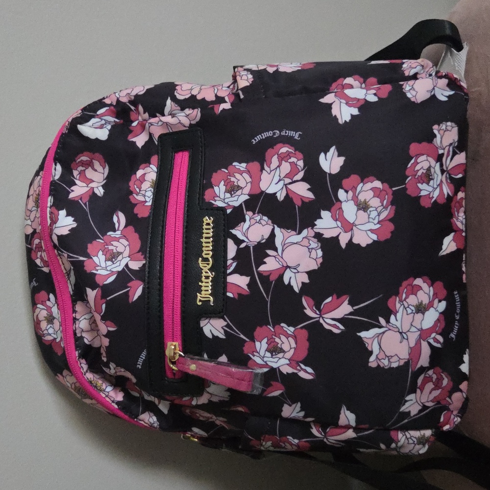 Juicy Couture Black and Pink Floral Women's Backpack